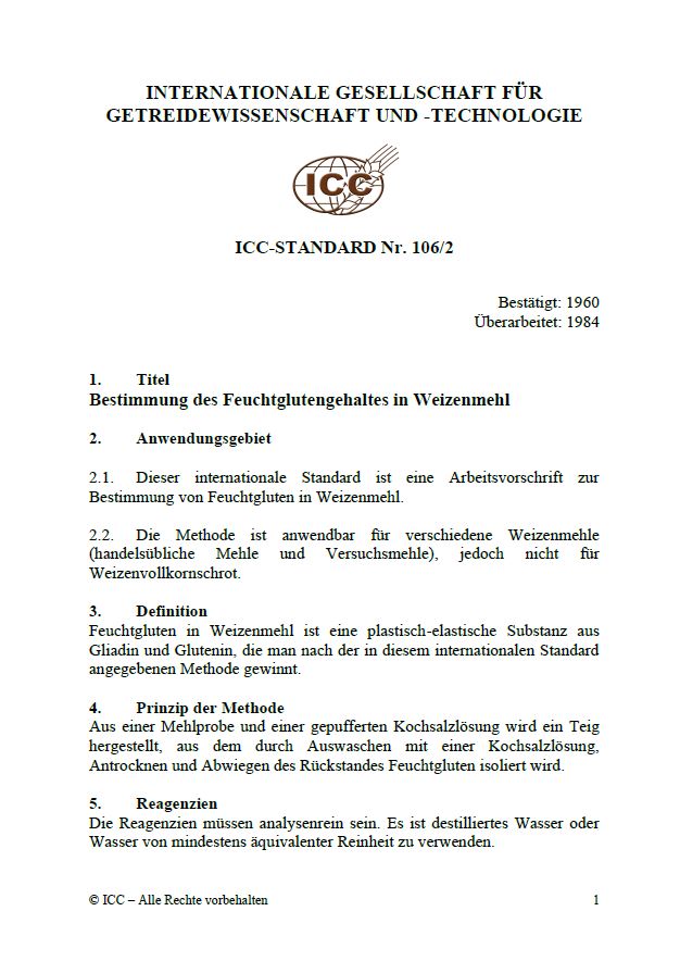 106/2 Bestimmung des Feuchtglutengehaltes in Weizenmehl [PDF]