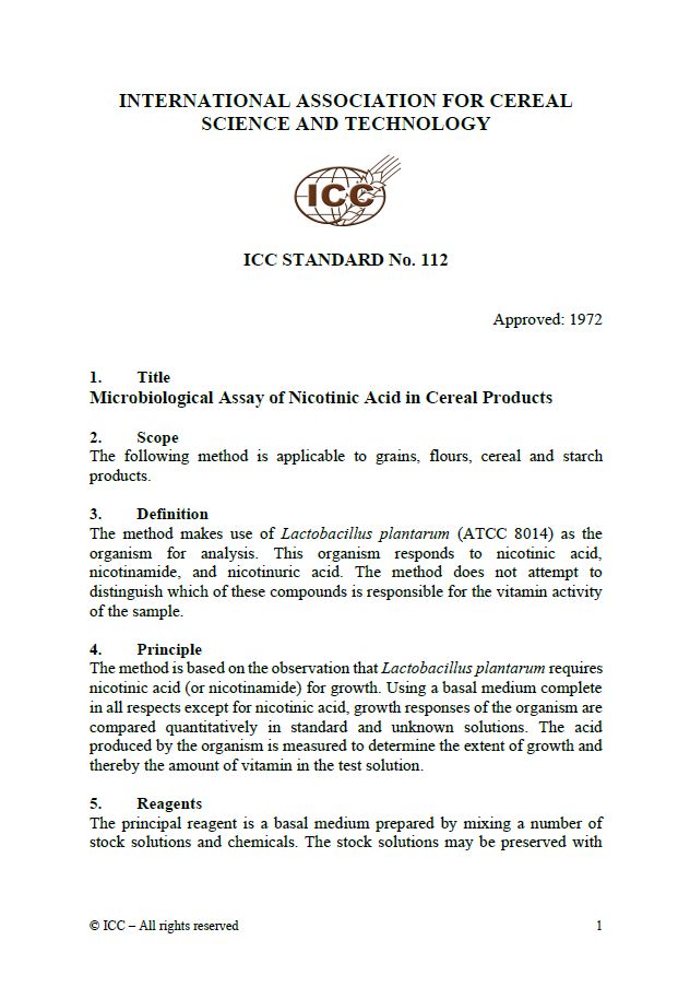 112 Microbiological Assay of Nicotinic Acid in Cereal Products [PDF]