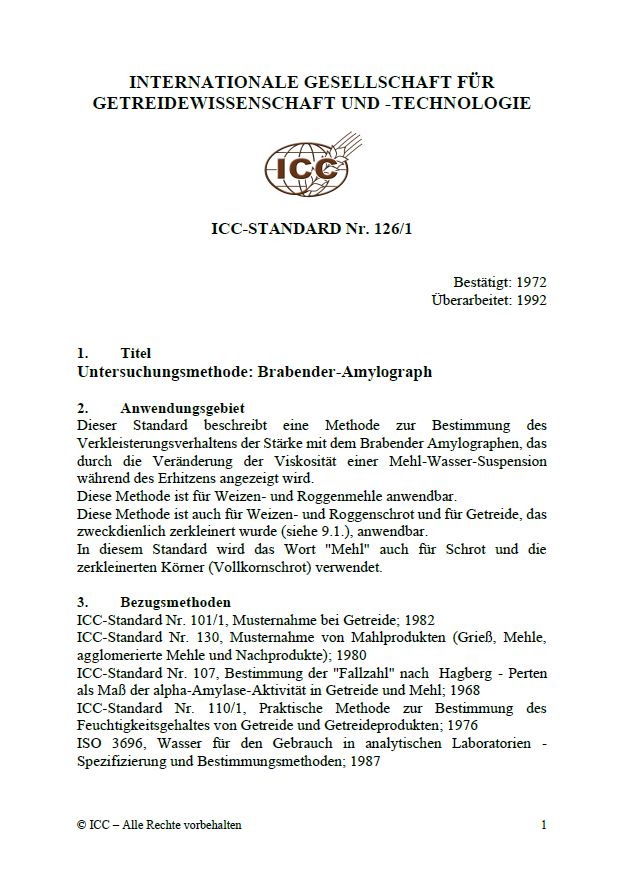 126/1 Untersuchungsmethode: Brabender-Amylograph [Print]