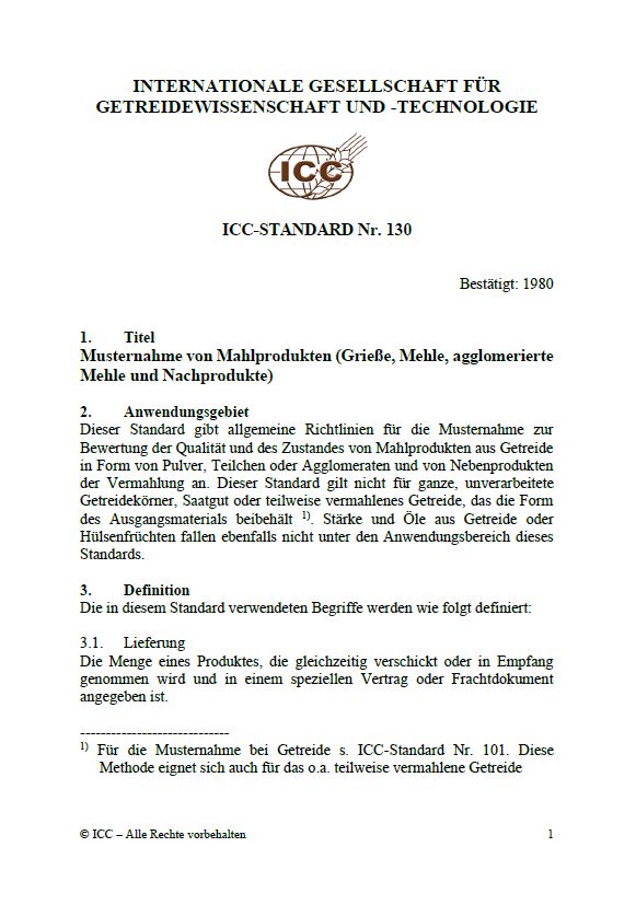 130 Musternahme von Mahlprodukten (Grieße, Mehle, agglomerierte Mehle und Nachprodukte) [PDF]