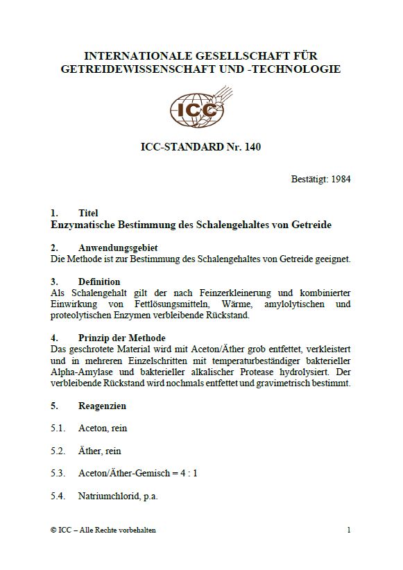 140 Enzymatische Bestimmung des Schalengehaltes von Getreide [PDF]
