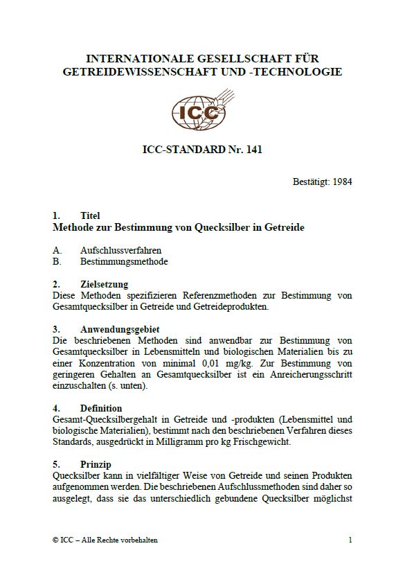 141 Methode zur Bestimmung von Quecksilber in Getreide [PDF]
