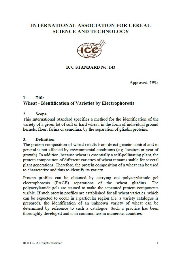 143 Wheat - Identification of Varieties by Electrophoresis [PDF]