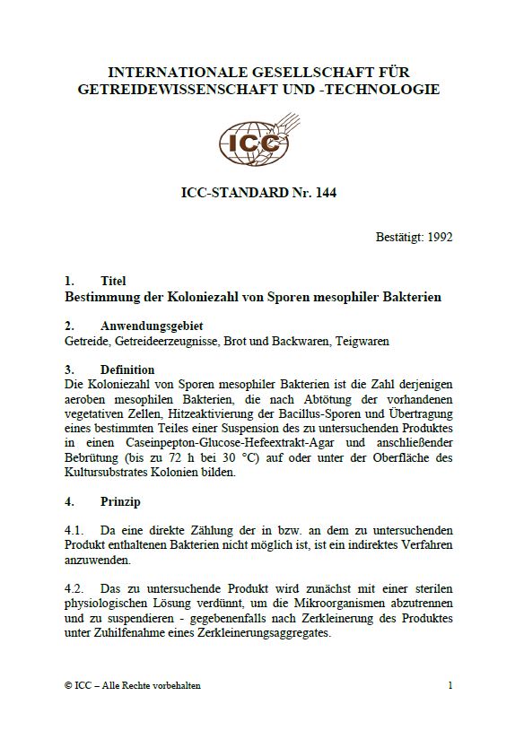 144 Bestimmung der Koloniezahl von Sporen mesophiler Bakterien [PDF]
