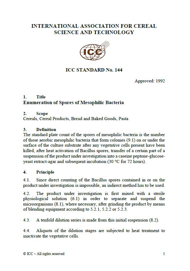 144 Enumeration of Spores of Mesophilic Bacteria [PDF]
