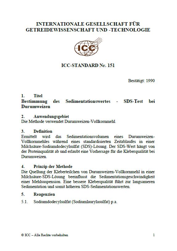 151 Bestimmung des Sedimentationswertes - SDS-Test bei Durumweizen [PDF]