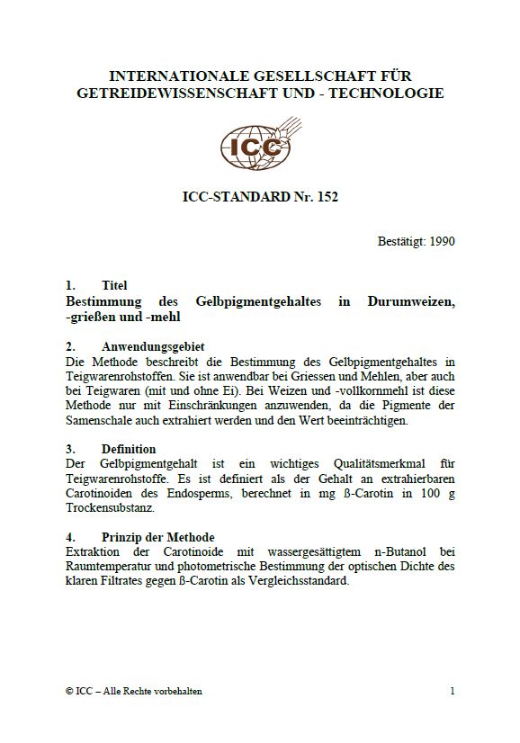 152 Bestimmung des Gelbpigmentgehaltes in Durumweizen, -grießen und -mehl [PDF]