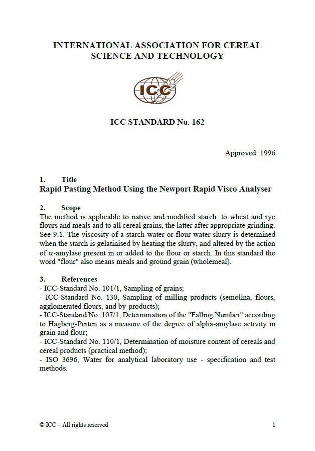 162 Rapid Pasting Method Using the Newport Rapid Visco Analyser [PDF]