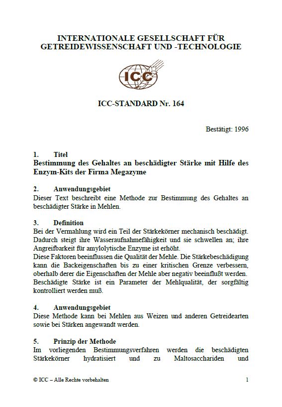 164 Bestimmung des Gehaltes an beschädigter Stärke mit Hilfe des Enzym-Kits der Firma Megazyme [PDF]