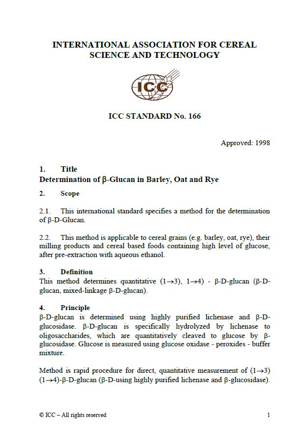 166 Determination of Beta-Glucan in Barley, Oat and Rye [PDF]