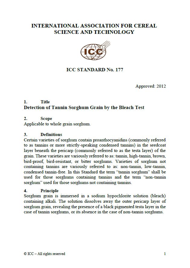 177 Detection of Tannin Sorghum Grain by the Bleach Test [PDF]