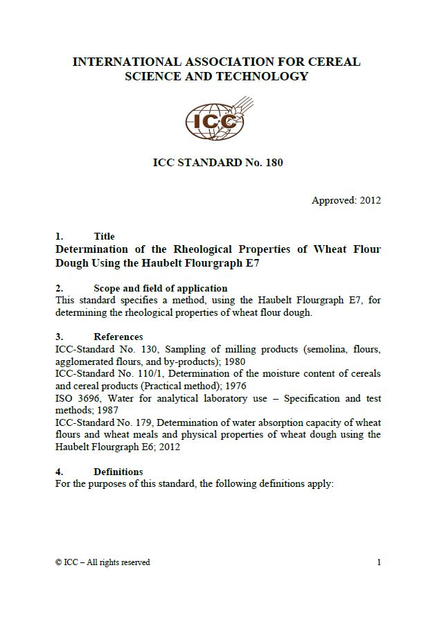180 Determination of the Rheological Properties of Wheat Flour Dough Using the Haubelt Flourgraph E7 [PDF]