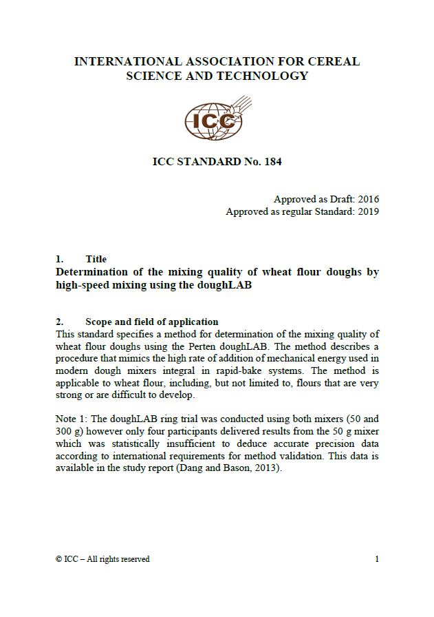 184 Determination of the Mixing Quality of Wheat Flour Doughs by High-Speed Mixing Using the doughLAB [PDF]