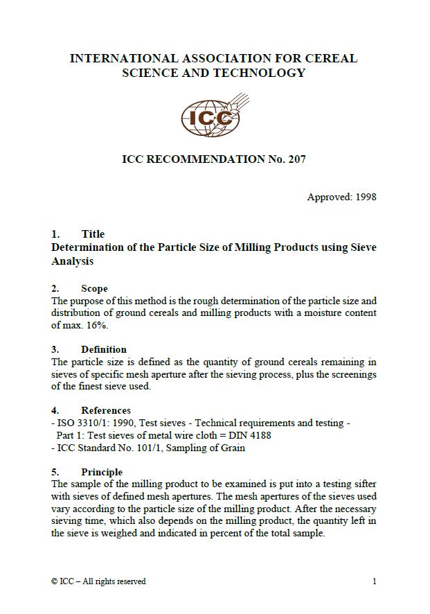 207 Determination of the Particle Size of Milling Products Using Sieve Analysis [PDF]