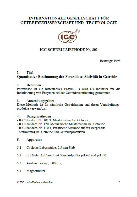 301 Quantitative Bestimmung der Peroxidase-Aktivität in Getreide [PDF]